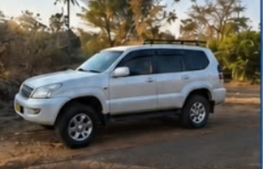 White Prado available for hire in Victoria Falls